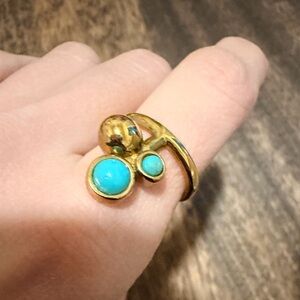 Lizzie Fortunato Gold and Turquoise Ring - Size 6
